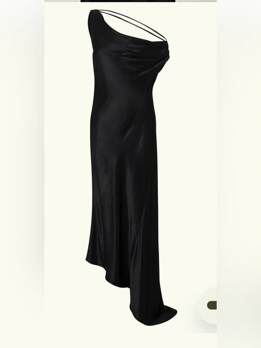 Meshki Black One-Shoulder Satin Gown with Double Straps - Picture 1 of 4